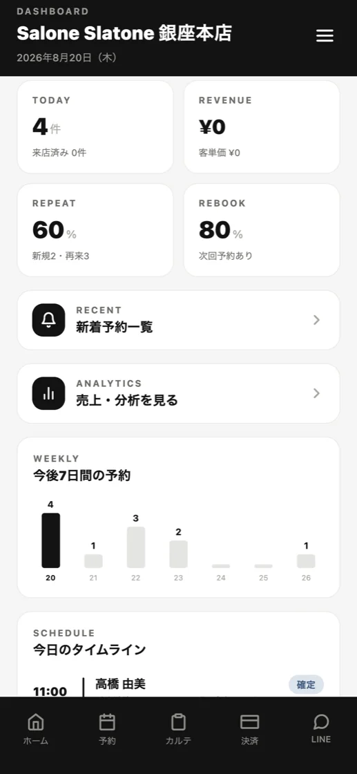 Slatone 業務アプリのホーム画面